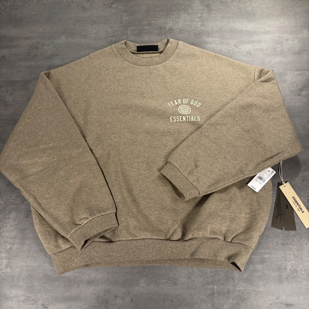Fear of God Essentials Sweatshirt Men Medium Heather Oatmeal University Crewneck